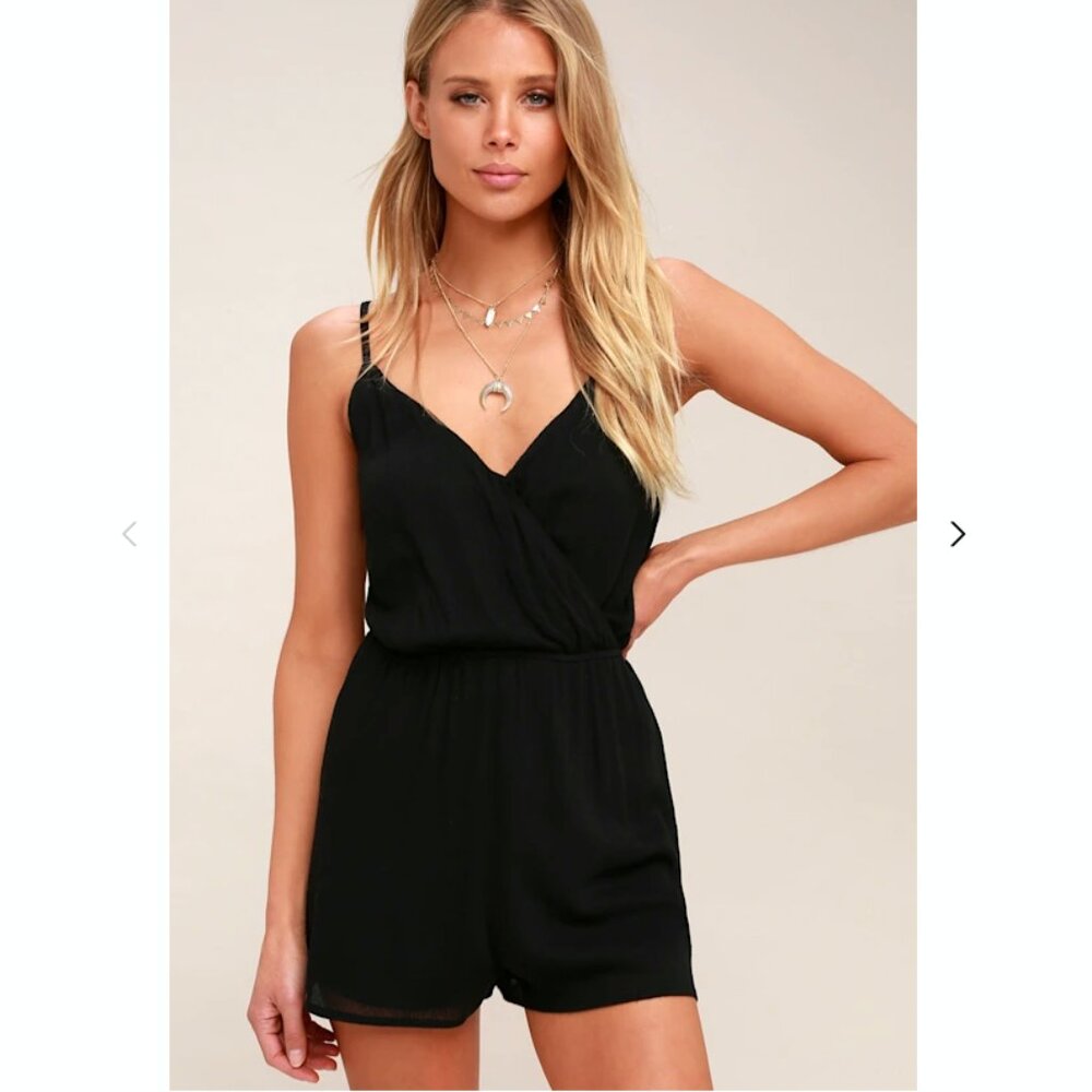 Lulus "Indie Black Surplice Romper"